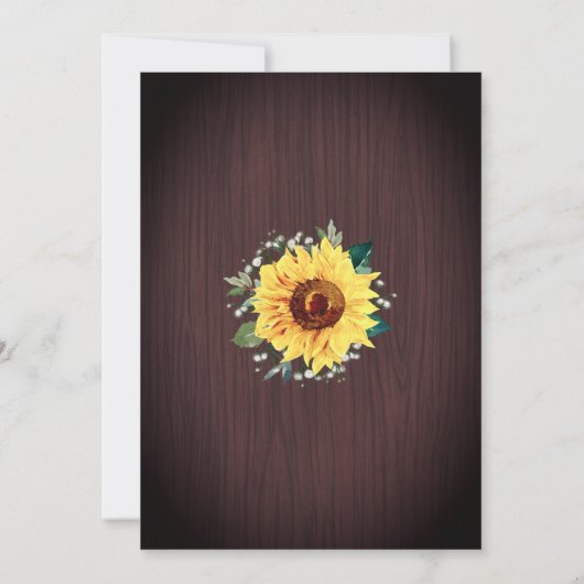 Invitation Mariage Rustique Sunflower Babys (Dos)