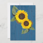 Invitation Mariage rustique Sunflower Bleu Bois (Dos)