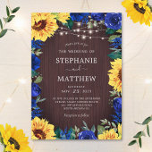 Invitation Mariage Rustique Sunflower Blue Floral Lumières