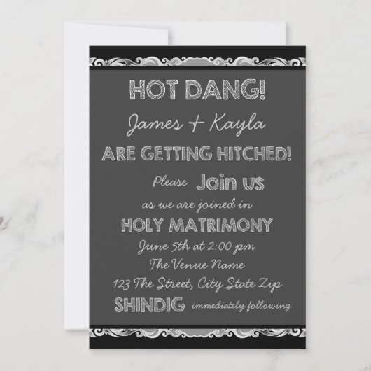 Invitation Mariage Rustique Tableau Noir Campagne Mariage (Devant)