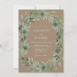 Invitation Mariage Rustique Taupe Organique