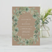 Invitation Mariage Rustique Taupe Organique (Debout devant)