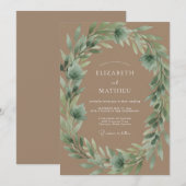 Invitation Mariage Rustique Taupe Organique (Devant / Derrière)