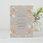 Invitation Mariage rustique taupe poli (Debout devant)