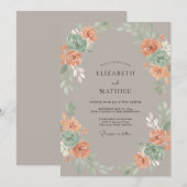 Invitation Mariage rustique taupe poli (Devant / Derrière)