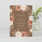 Invitation Mariage Rustique Terracotta Fleurie (Debout devant)
