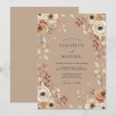 Invitation Mariage rustique terreux chamois (Devant / Derrière)