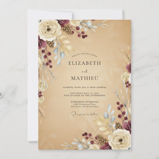 Invitation Mariage Rustique Terreux de Bourgogne (Devant)