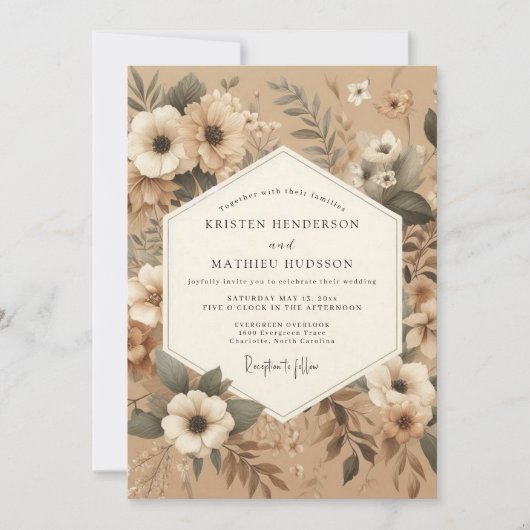 Invitation Mariage rustique terrien Kraft (Devant)