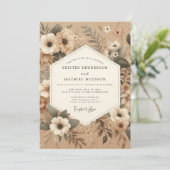 Invitation Mariage rustique terrien Kraft (Debout devant)