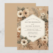 Invitation Mariage rustique terrien Kraft (Devant / Derrière)