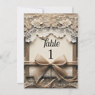Invitation Mariage rustique toile de jute dentelle florale ro