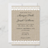 Invitation Mariage Rustique Toile de Jute et Dentelle Blanche (Devant)