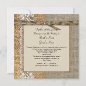 Invitation Mariage Rustique Toile de Jute Lace Perle (Dos)