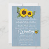 Invitation Mariage rustique tournesol Dusty Mariage en bois b (Devant)