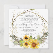 Invitation Mariage rustique Tournesol Eucalyptus Aquarelle (Devant)