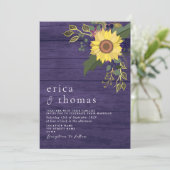 Invitation Mariage Rustique Tournesol Violet (Debout devant)