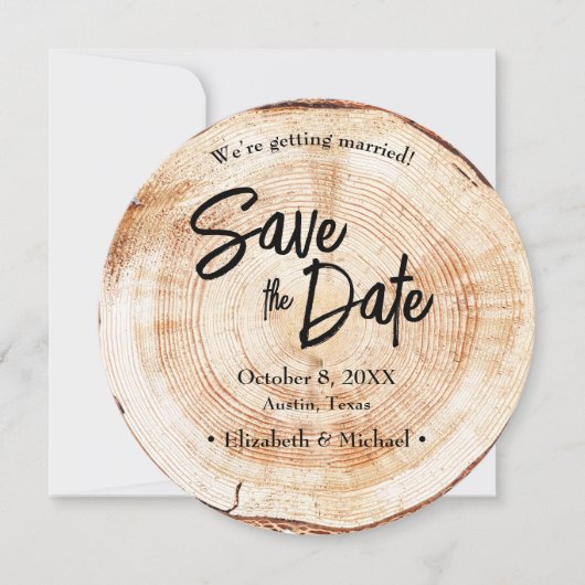 Invitation Mariage rustique unique Enregistrer la date Code Q (Devant)