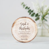 Invitation Mariage rustique unique Script Wood Cut Grain (Debout devant)