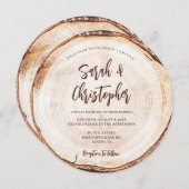 Invitation Mariage rustique unique Script Wood Cut Grain (Devant / Derrière)