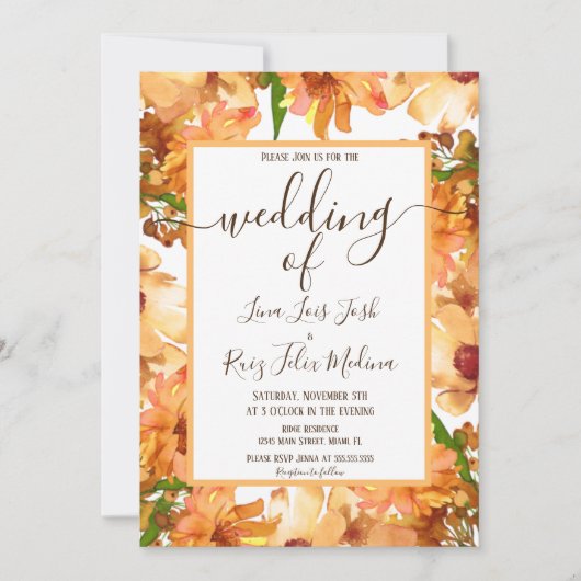 Invitation Mariage rustique verdoyant d'automne (Devant)