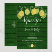 Invitation Mariage Rustique Vert Bois Main Squeeze (Devant / Derrière)