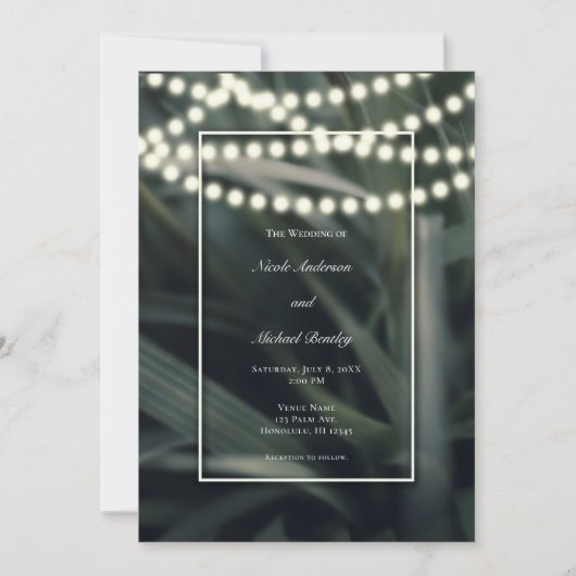 Invitation Mariage Rustique Vert Printemps Herbe Feuilles & L (Devant)