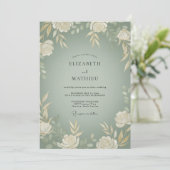 Invitation Mariage Rustique Vert Sage Élégant (Debout devant)