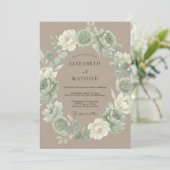 Invitation Mariage Rustique Vert Sauge Émute (Debout devant)