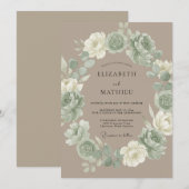 Invitation Mariage Rustique Vert Sauge Émute (Devant / Derrière)