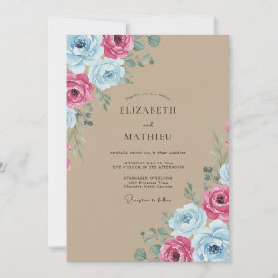 Invitation Mariage rustique vibrant beige