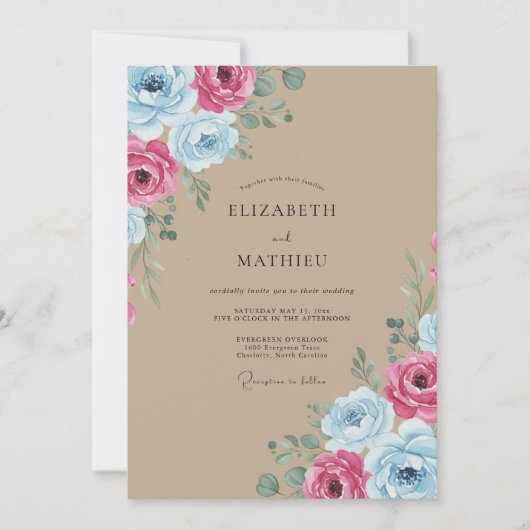 Invitation Mariage rustique vibrant beige (Devant)