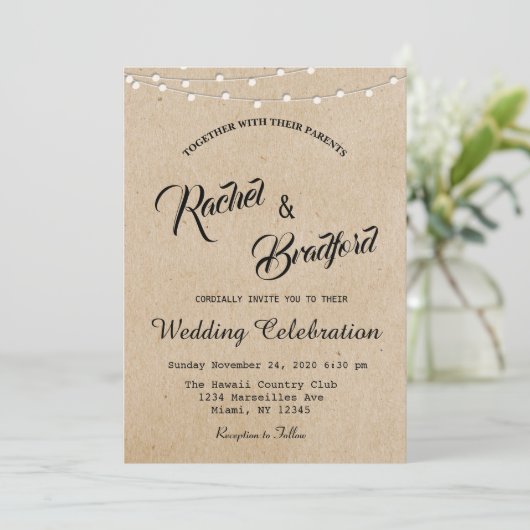 Invitation Mariage Rustique Vintage (Debout devant)