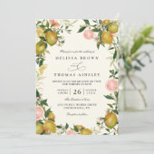 Invitation Mariage Rustique Vintage Citron Élégant Chic Code (Debout devant)