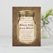 Invitation mariage rustique vintage en toile de jute dans un (Debout devant)