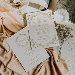 Invitation Mariage rustique vintage floral tout-en-un