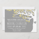 Invitation Mariage rustique vintage gris jaune Arbre blanc (Devant)