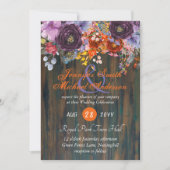 Invitation Mariage Rustique violet orange rose ros (Devant)