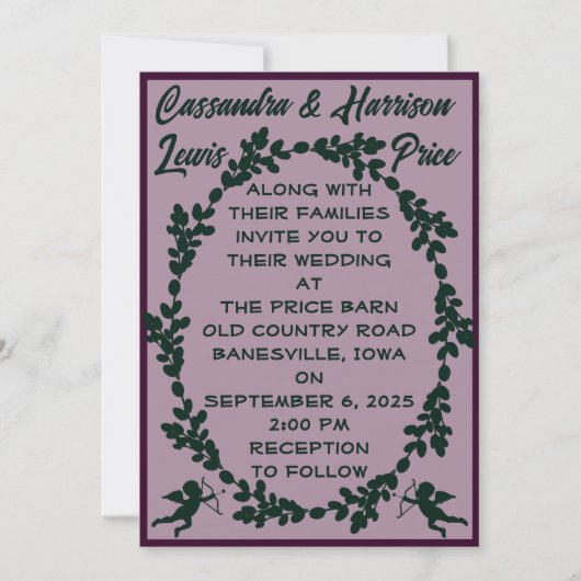 Invitation Mariage rustique violet profond (Devant)