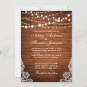 Invitation Mariage rustique voyants à cordes de bois dentelle (Devant)