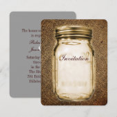 Invitation Mariage rustique western country pot de mason toil (Devant / Derrière)