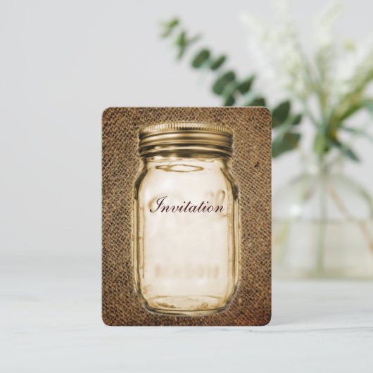 Invitation Mariage rustique western country pot en brique toi (Debout devant)