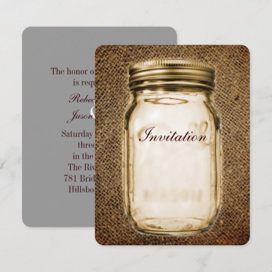 Invitation Mariage rustique western country pot en brique toi (Devant / Derrière)