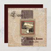 Invitation mariage rustique western country steampunk (Devant / Derrière)