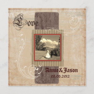 Invitation mariage rustique western country steampunk