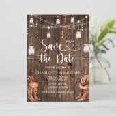 Invitation Mariage Rustique Western Save the Date (Debout devant)