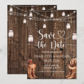 Invitation Mariage Rustique Western Save the Date (Devant / Derrière)