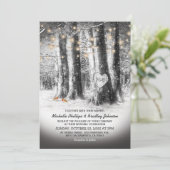 Invitation Mariage Rustique Winter Tree & String Lights (Debout devant)