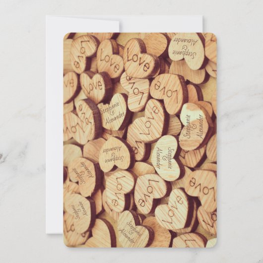 Invitation Mariage Rustique Wood Heart (Dos)