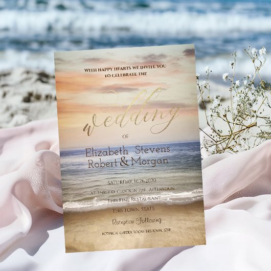Invitation Mariage Sable de Plage Ciel